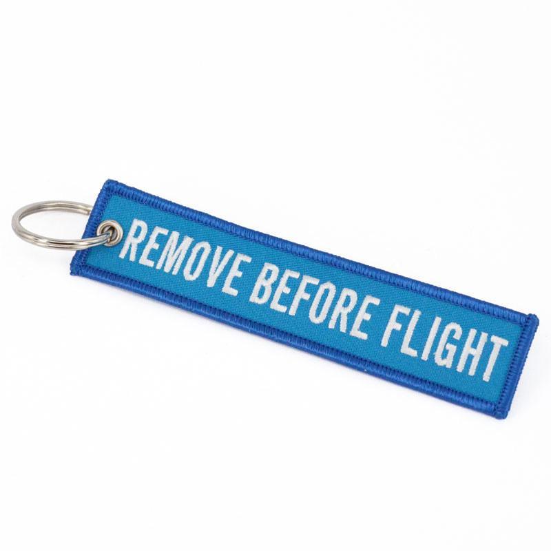 Sky Blue Remove Before Flight Designed Key Chains