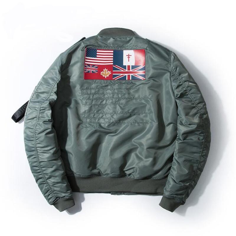 US & UK Flags Printed Pilot Bomber Jackets