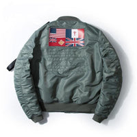 Thumbnail for US & UK Flags Printed Pilot Bomber Jackets