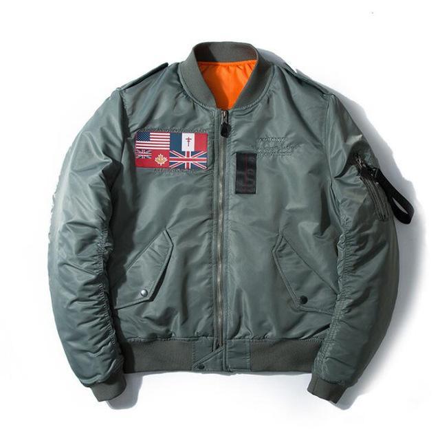 US & UK Flags Printed Pilot Bomber Jackets