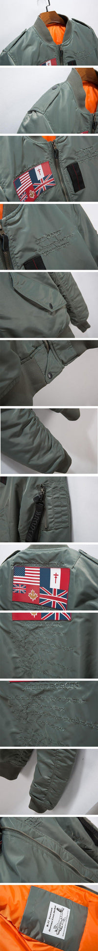 Thumbnail for US & UK Flags Printed Pilot Bomber Jackets