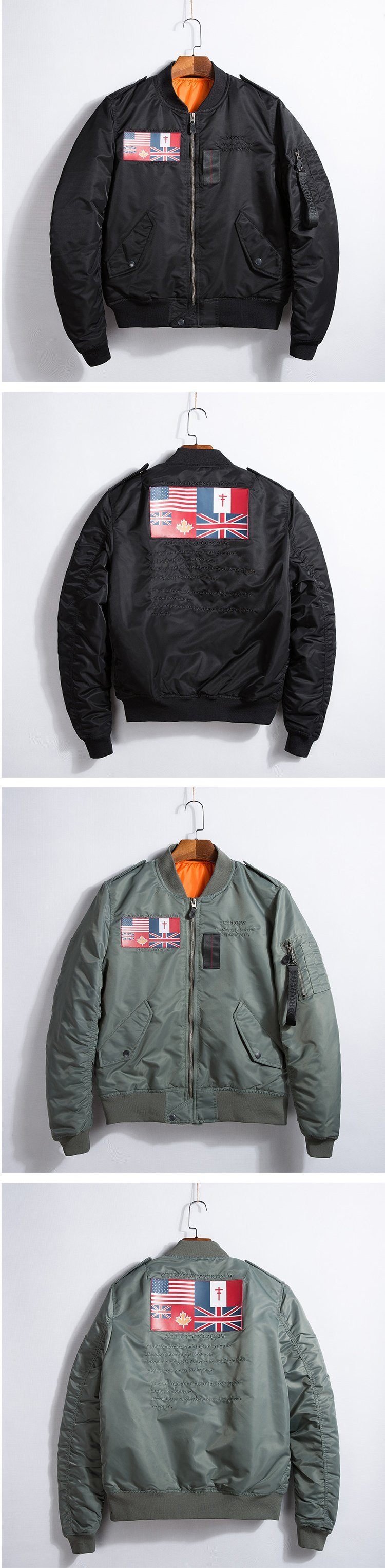 US UK Flags Printed Pilot Bomber Jackets Aviation Shop