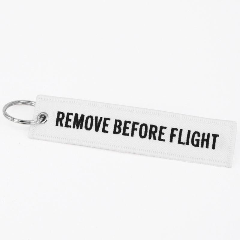 White Remove Before Flight Designed Key Chains